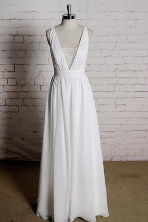 V-Ausschnitt Ärmelloses Chiffon a linie Strand Brautkleid mit Bordüre - Bild 1