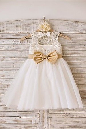 Prinzessin A Linie Bodenlanges Blumenmädchenkleid ohne Ärmeln mit Blume - Bild 2
