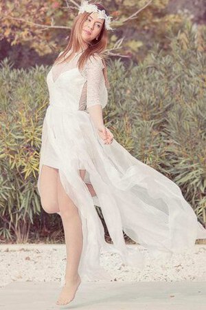 Abito da Sposa con Piega con Mezze Maniche con Ricamo in Chiffon Formale E Informale A-Line - Foto 4