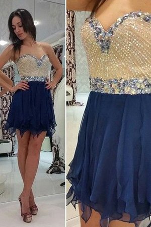 Normale Taille Ärmelloses Perlenbesetztes Prinzessin Abschlusskleid aus Chiffon - Bild 1