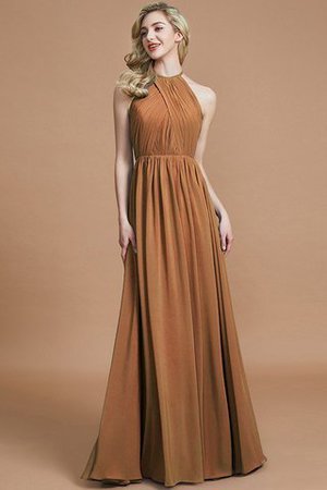 Robe demoiselle d'honneur naturel a-ligne manche nulle en chiffon de princesse - Photo 9