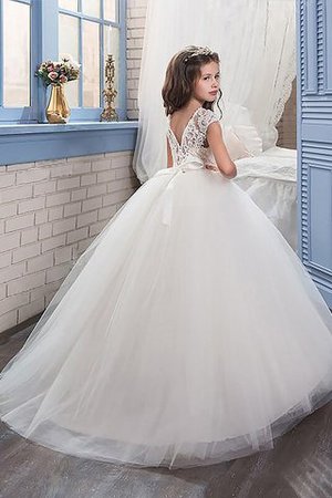 Abito da Cerimonia Bambini con Perline Tondo Ball Gown Senza Maniche in Tulle - Foto 2