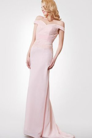 Robe demoiselle d'honneur simple derniere tendance en chiffon avec décoration dentelle - Photo 2