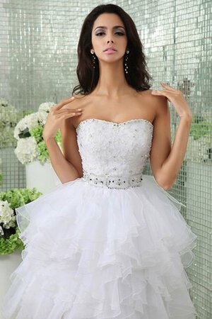 Robe de mariée textile en tulle avec perle avec gradins ceinture en étoffe ligne a - Photo 3