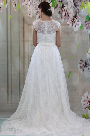 Robe de mariée plissé distinguee elevé avec nœud avec ruban - Photo 3