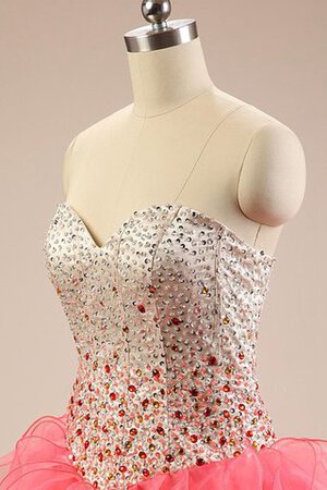 Organza Duchesse-Linie Perlenbesetztes langes Quinceanera Kleid mit Rüschen aus Spitze - Bild 2