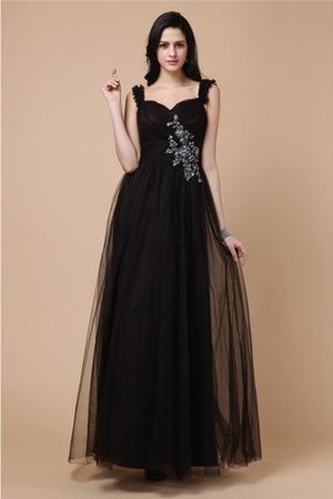 A Linie Perlenbesetztes Prinzessin Ballkleid mit breiter Träger ohne Ärmeln - Bild 1