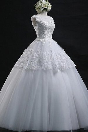 Duchesse-Linie Juwel Ausschnitt Tüll romantisches Brautkleid mit Bordüre mit Schichtungen - Bild 3