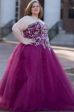 Duchesse-Linie Normale Taille Bodenlanges Ballkleid mit Rücken Schnürung ohne Ärmeln - Bild 1