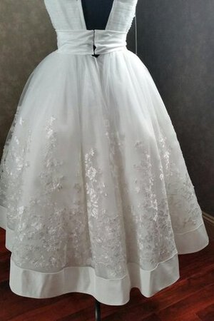 A-Linie Beach Stil gerüschtes Reißverschluss Ärmellos wadenlanges Brautkleid - Bild 4