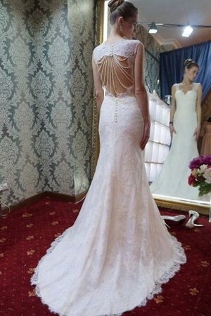 Sweep train Schlüsselloch Rücken luxus romantisches Brautkleid ohne Ärmeln mit Bordüre - Bild 1