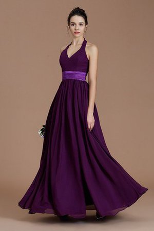 Normale Taille A-Line Ärmelloses Bodenlanges Brautjungfernkleid aus Chiffon - Bild 4