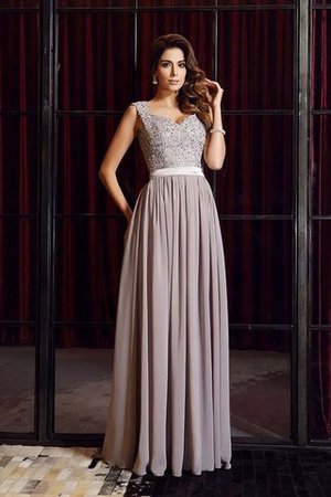 Prinzessin Breiter Träger Bodenlanges Ballkleid mit Applikation mit Spaghettiträger - Bild 3