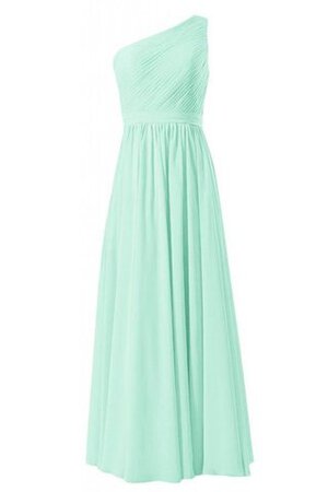 Robe demoiselle d'honneur d'épaule asymétrique avec zip manche nulle en chiffon a-ligne - Photo 1