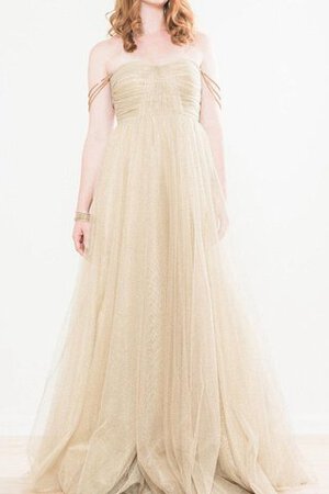 Robe demoiselle d'honneur romantique distinguee jusqu'au sol textile en tulle d'epaule ecrite - Photo 1