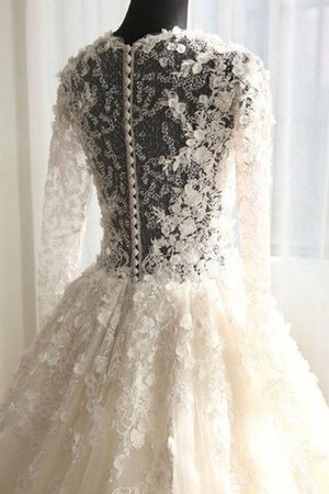 Ewiges langärmeliges A-Line Tüll Kapelle Schleppe Brautkleid mit Applikation - Bild 3