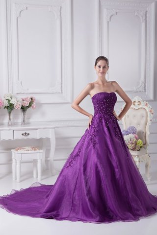Perlenbesetztes Herz-Ausschnitt gerüschtes A Linie Quinceanera Kleid mit Rücken Schnürung - Bild 2