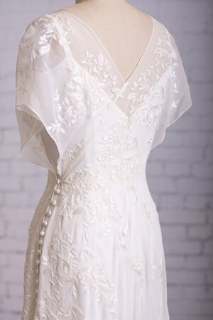 Abito da Sposa in Pizzo con Piega Tubino V-Scollo con Bottone Moderno - Foto 4
