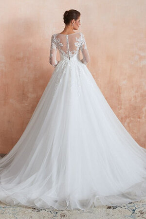 Abito da sposa in tulle in pizzo a-line in raso lungo splendido - Foto 3