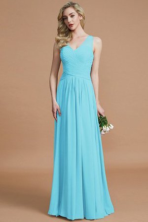 Prinzessin Normale Taille Bodenlanges Brautjungfernkleid aus Chiffon mit V-Ausschnitt - Bild 8