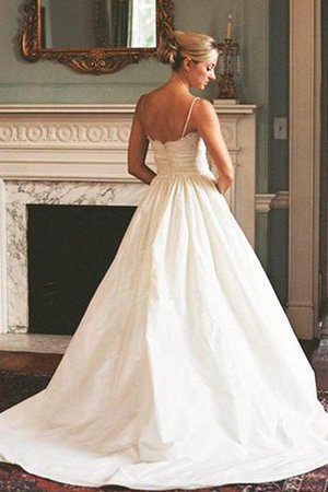 Robe de mariée fermeutre eclair en satin charme de traîne courte de col en v - Photo 2