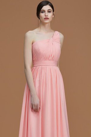 Ärmelloses Chiffon A Linie Gerüschtes Ein Schulterfreies Brautjungfernkleid - Bild 4