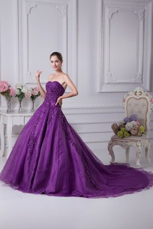 Perlenbesetztes Herz-Ausschnitt gerüschtes A Linie Quinceanera Kleid mit Rücken Schnürung - Bild 7