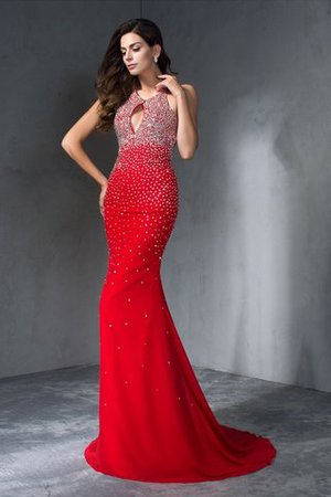 Perlenbesetztes Ärmellos Normale Taille Neckholder Attraktives Abendkleid - Bild 4