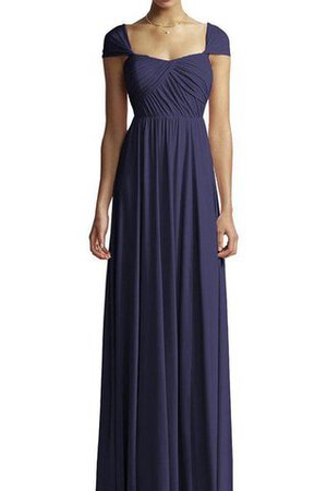 Robe demoiselle d'honneur en chiffon ruché a-ligne avec manche épeules enveloppants - Photo 1