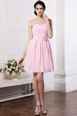 Chiffon Drapiertes Ärmelloses Mini Brautjungfernkleid mit Herz-Ausschnitt - Bild 20