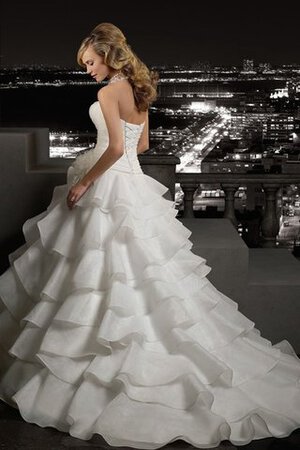 Robe de mariée naturel de traîne moyenne ligne a avec fleurs avec sans manches - Photo 2
