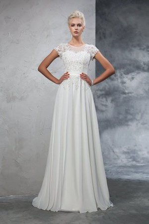 Robe de mariée longue intemporel en chiffon ligne a avec manche courte - Photo 1