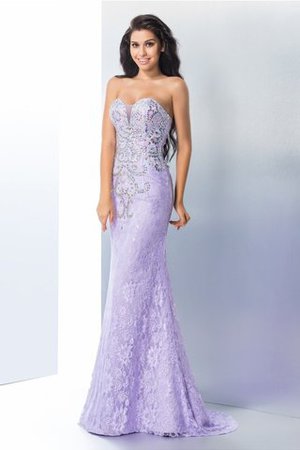 Herz-Ausschnitt Perlenbesetztes Modern Sittsames Abendkleid mit Bordüre - Bild 5