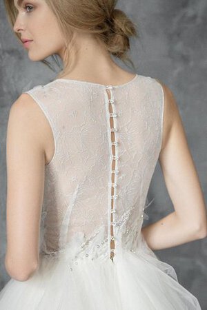 Plissiertes Tüll Juwel Ausschnitt einfaches romantisches Brautkleid mit Knöpfen - Bild 4