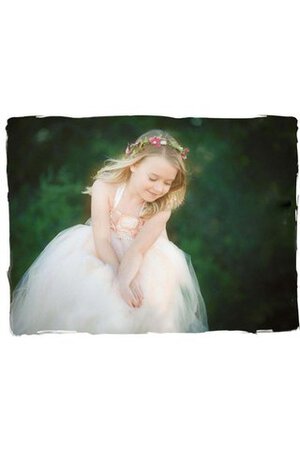 Robe de cortège enfant avec fleurs de lotus avec sans manches en tulle longueur au ras du sol - Photo 1