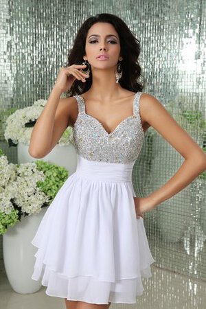 Chiffon V-Ausschnitt Perlenbesetztes mini Abschlusskleid - Bild 3