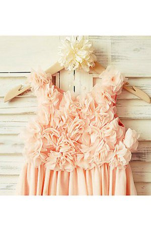 Robe de cortège enfant naturel bandouliere spaghetti de princesse ruché en chiffon - Photo 4