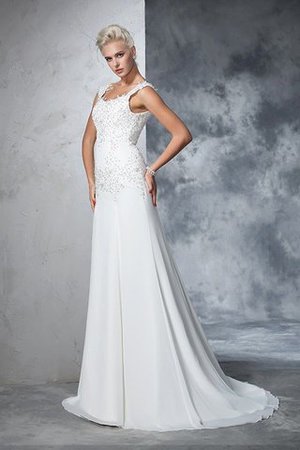 Robe de mariée intemporel longue grandes bretelles en chiffon avec perle - Photo 6