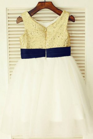 Prinzessin Ärmellos Normale Taille Sittsames Blumenmädchenkleid mit Blume - Bild 3