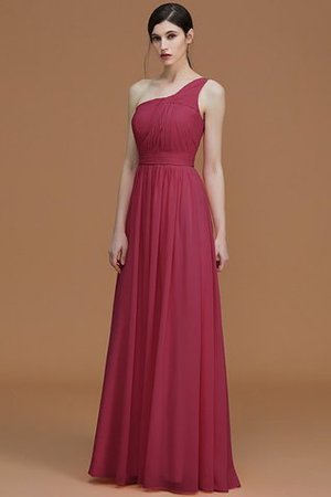 Ärmelloses Chiffon A Linie Gerüschtes Ein Schulterfreies Brautjungfernkleid - Bild 11