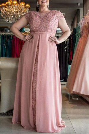 Kurze Ärmeln Prinzessin Chiffon Ballkleid für Übergröße mit Bordüre - Bild 2