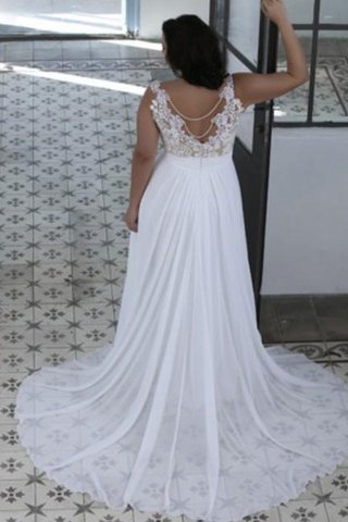 Robe de mariée plissage delicat a-ligne longueru au niveau de sol de col en cœur - Photo 2