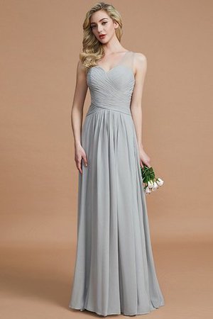 Prinzessin Normale Taille Bodenlanges Brautjungfernkleid aus Chiffon mit V-Ausschnitt - Bild 32