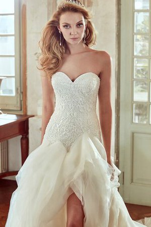 Abito da Sposa con Spacco Davanti Cuore sensuale in pizzo con Increspature con Increspato - Foto 3