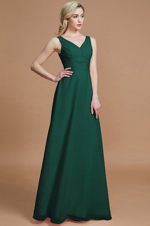 Prinzessin A-Linie Bodenlanges Brautjungfernkleid mit V-Ausschnitt ohne Ärmeln - Bild 14