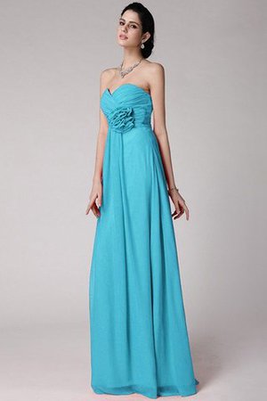 Robe demoiselle d'honneur longue plissage avec fleurs col en forme de cœur gaine - Photo 3