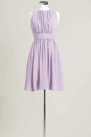 Robe demoiselle d'honneur bref col ras du cou a-ligne manche nulle - Photo 18
