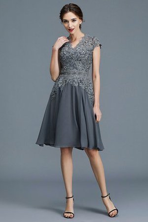 Robe mère de mariée intemporel de col en v en chiffon ligne a avec sans manches - Photo 4