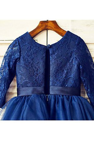 Abito da Cerimonia Bambini Tondo A-Line con Fiore con Maniche Lunghe in Tulle - Foto 4