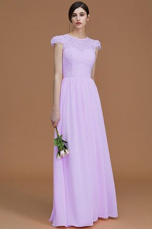 Robe demoiselle d'honneur naturel ligne a fermeutre eclair en chiffon col ras du cou - Photo 25